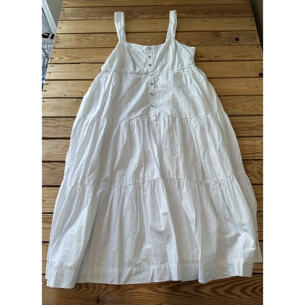 Madewell NWT Women’s Button Front Tiered MIDI Sleeveless Dress Size 14 White D11 - Picture 2 of 8